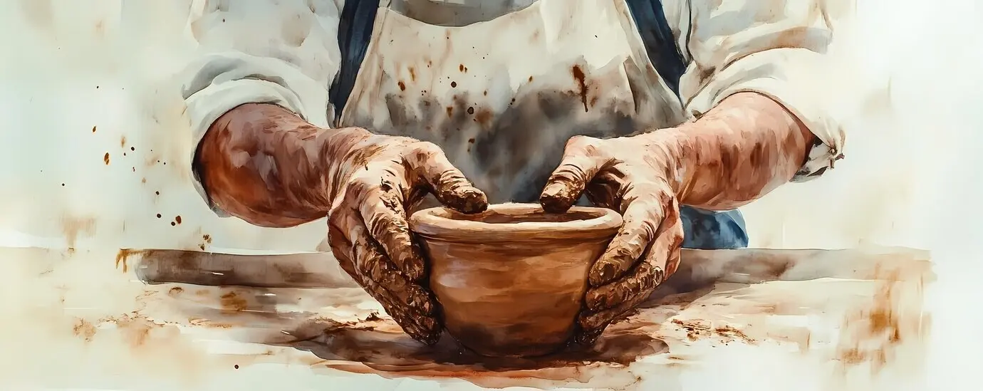 Illustration von Töpferwaren in Aquarell